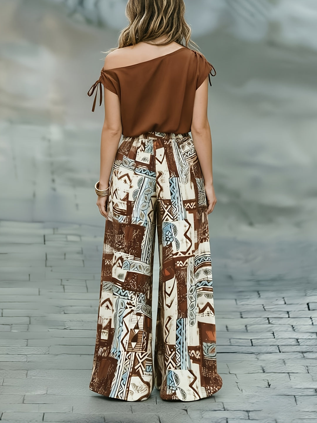 Rozemarijn | Elegante Tweedelige Set met Wijde Broek