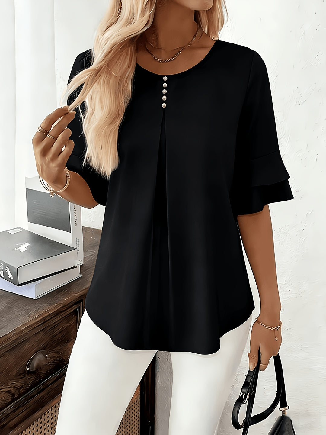 Rosalinde | Sierlijke Blouse met Ruchemouw