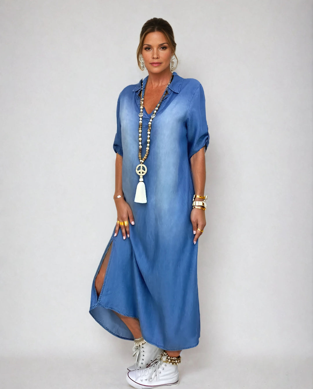 Maeve | Klassieke maxi-jurk met knopen