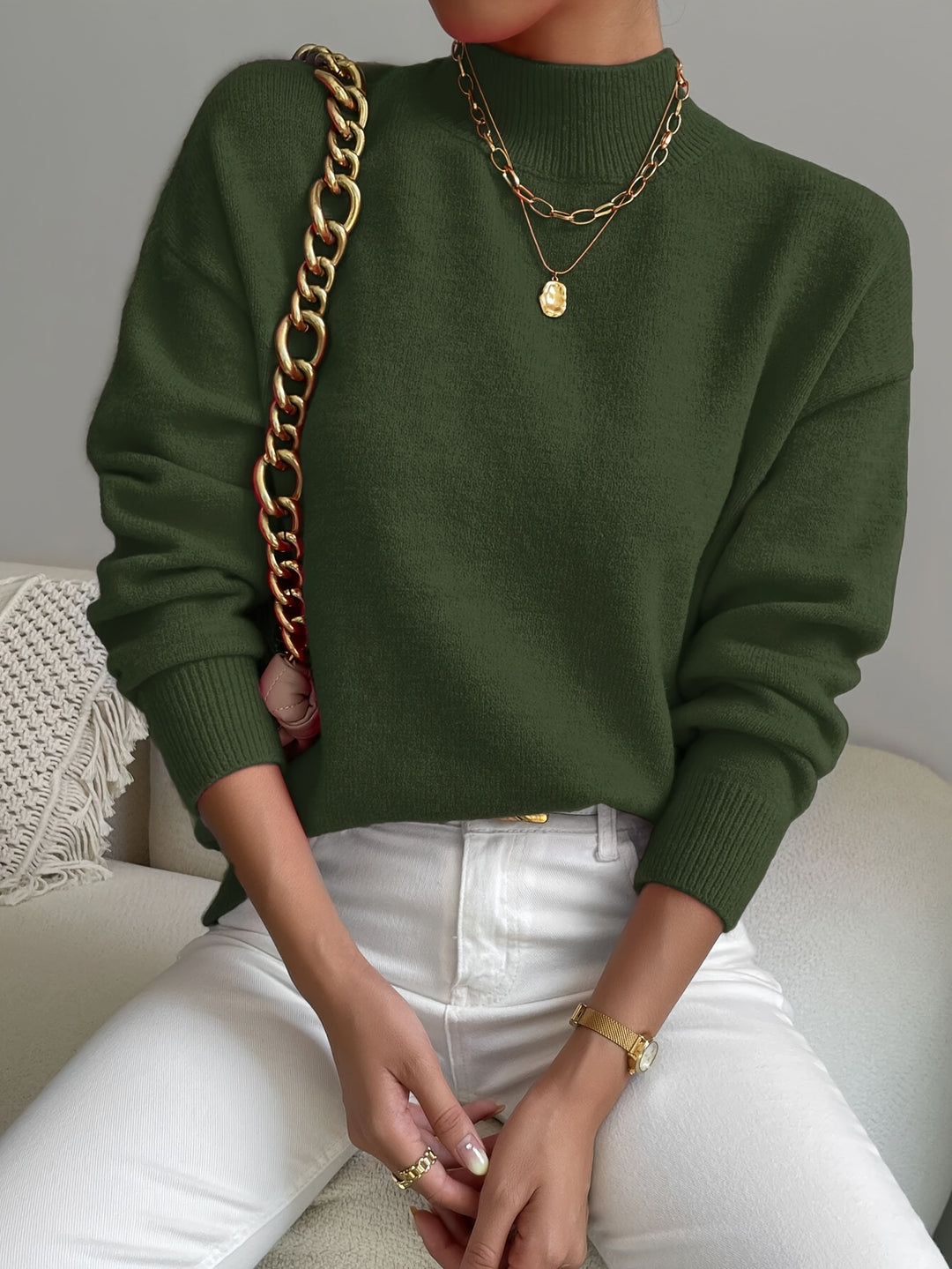 Britt | Elegante Trui met Opstaande Col