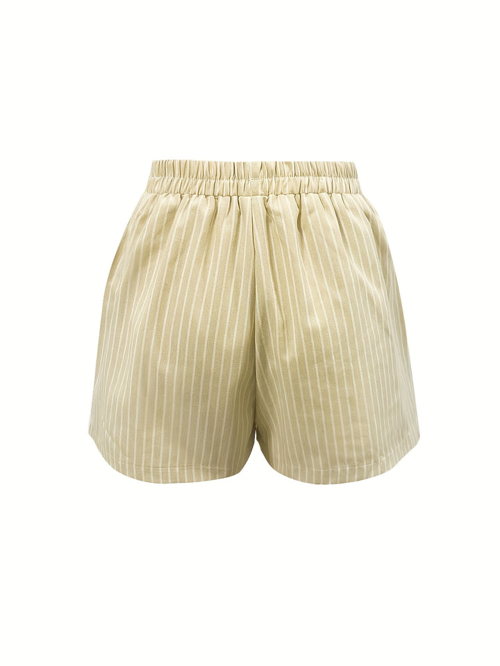 Marga | Luchtige Gestreepte Short met Elastische Taille