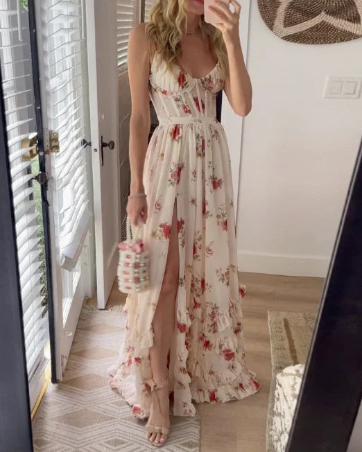 Sonya | Elegante Bloemenjurk met Smalle Bandjes