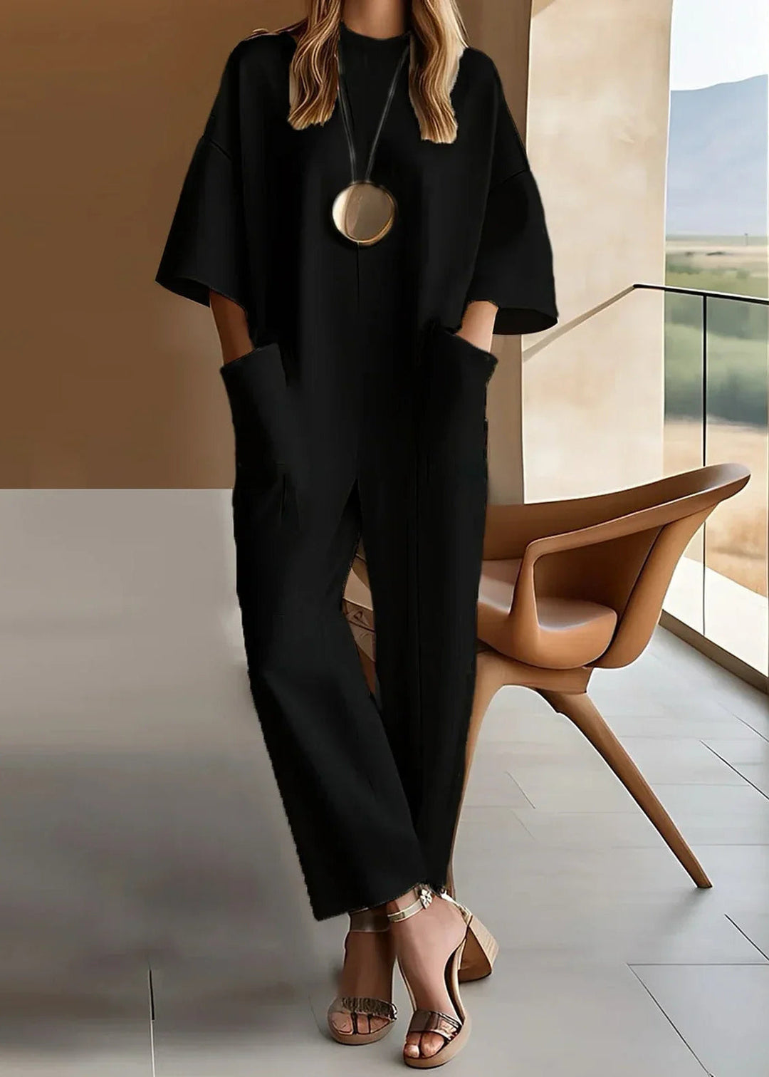 Juliana | Minimalistische Elegante Jumpsuit met Wijde Pijpen