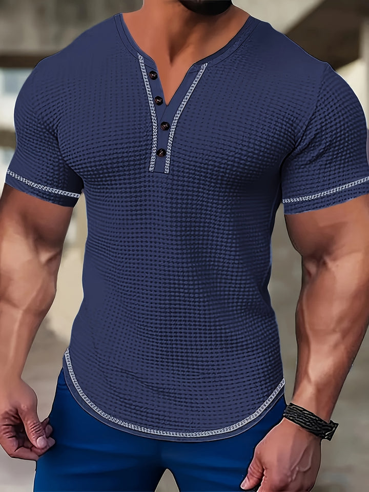 Thijs | Sportieve Henley met Knoopsluiting