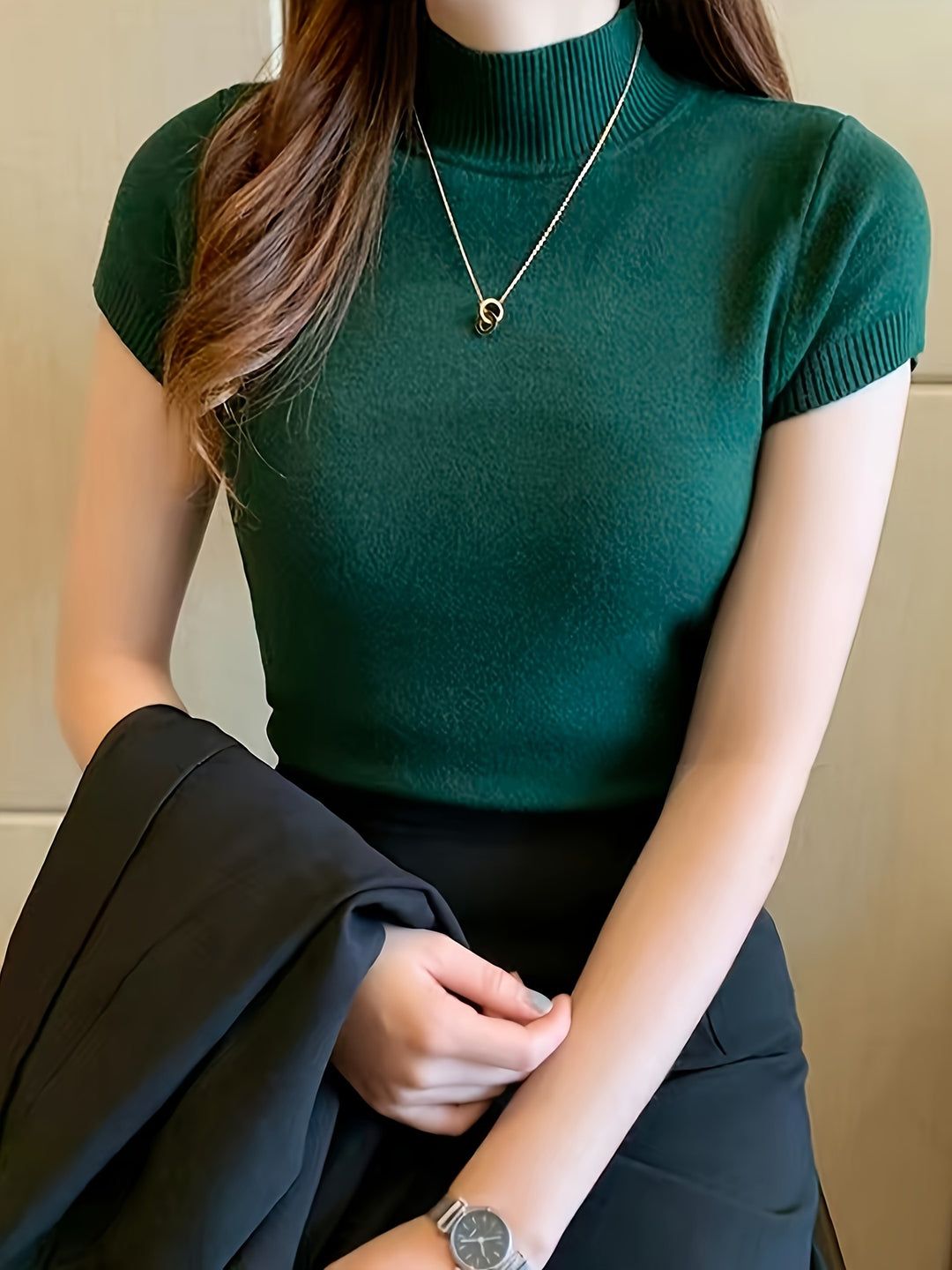 Geertje | Verfijnde Top met Opstaande Kraag