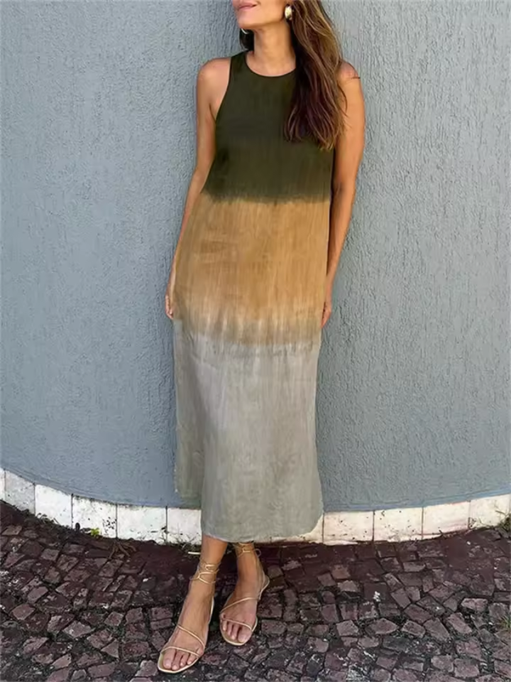 Marjolein | Mouwloze Zomerjurk met Ronde Hals