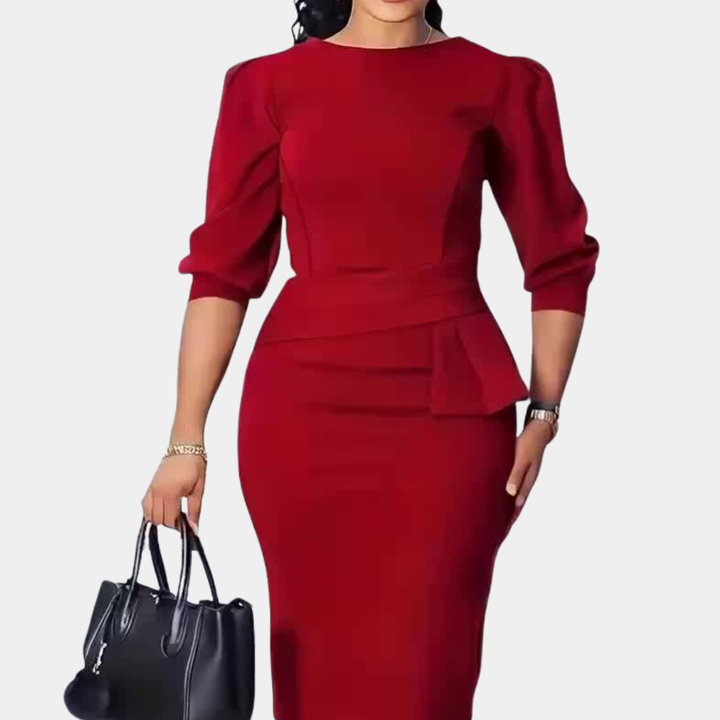Leontien | Getailleerde Peplum Midi-jurk