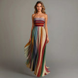 Feline | Kleurrijke Strapless Maxi Jurk
