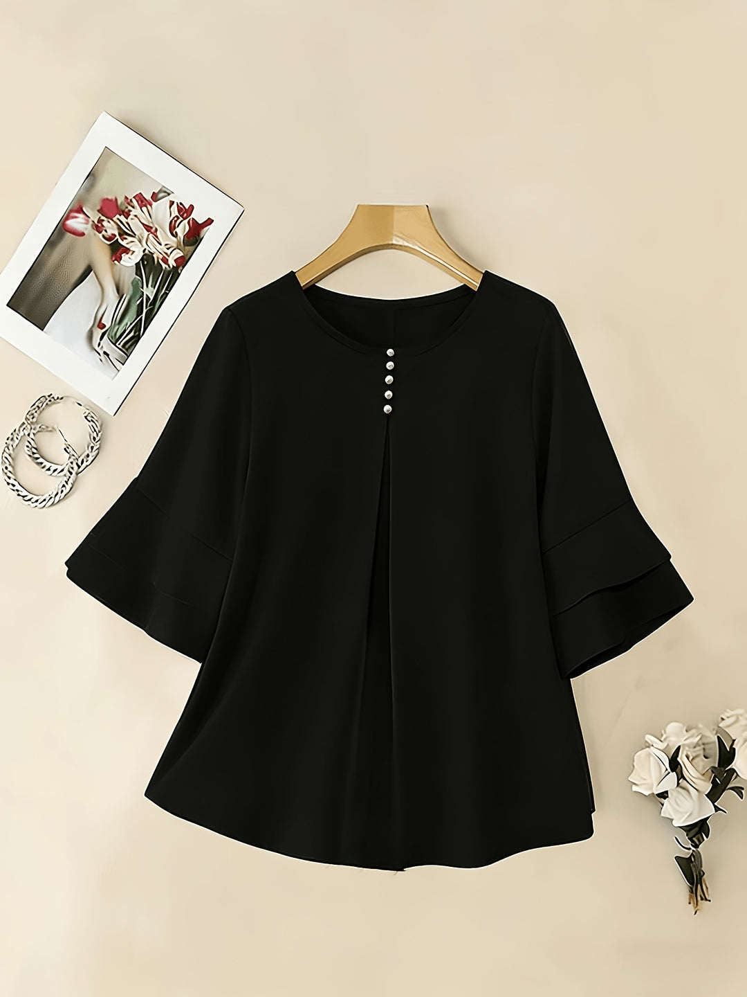 Rosalinde | Sierlijke Blouse met Ruchemouw