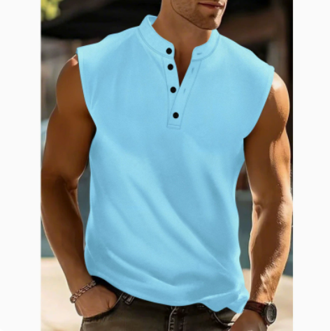 Koen | Mouwloos Shirt met Knoopsluiting