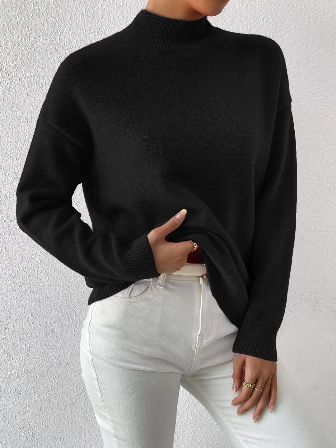Britt | Elegante Trui met Opstaande Col