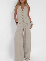 Leonie | Elegante Gilet Set met Wijde Broek