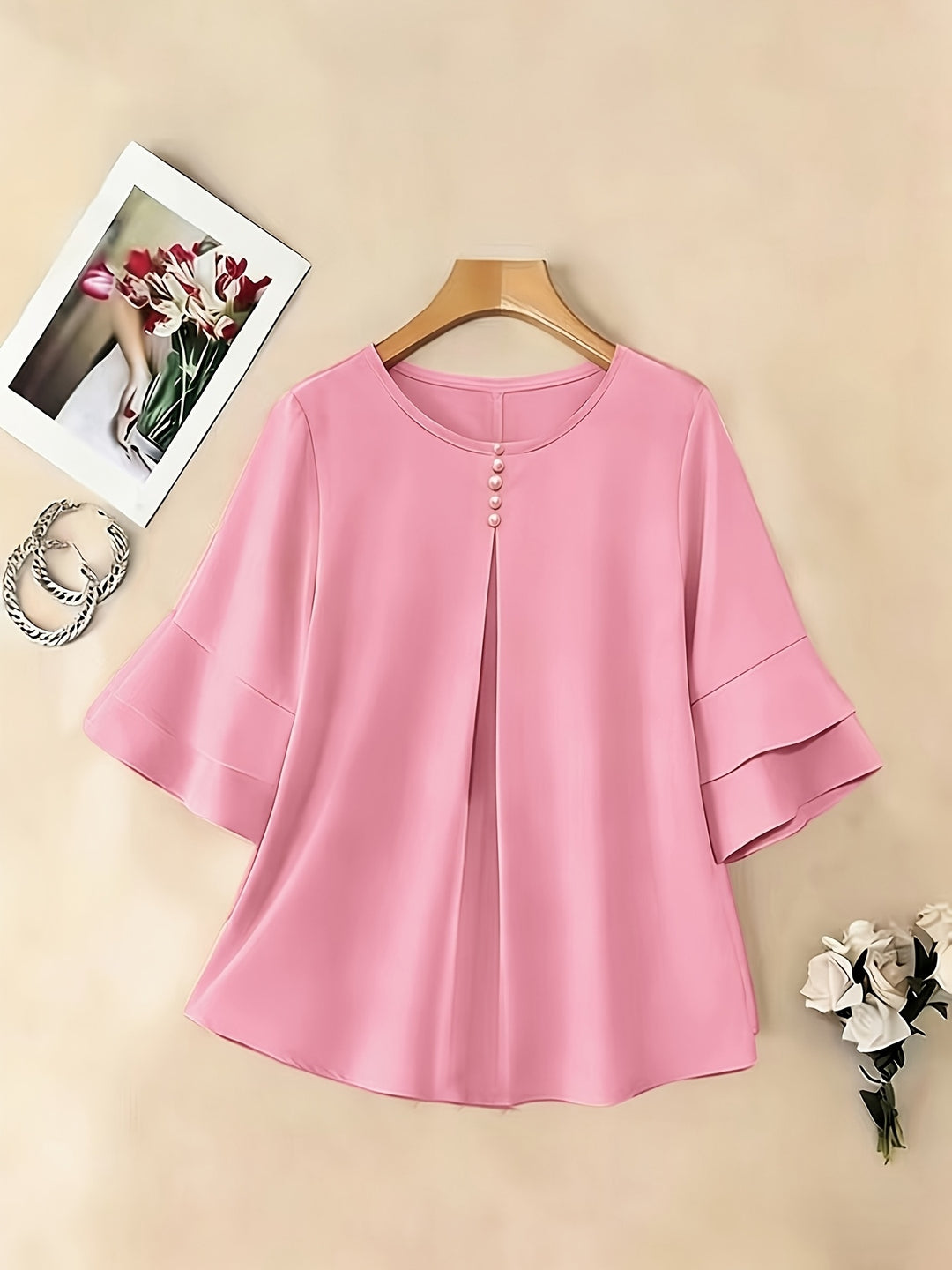 Rosalinde | Sierlijke Blouse met Ruchemouw