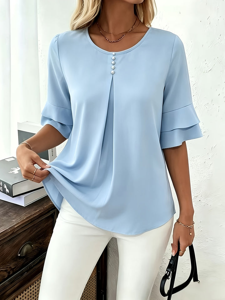Rosalinde | Sierlijke Blouse met Ruchemouw