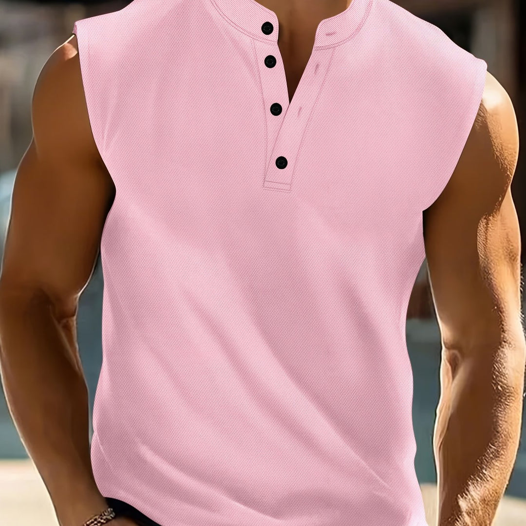 Koen | Mouwloos Shirt met Knoopsluiting