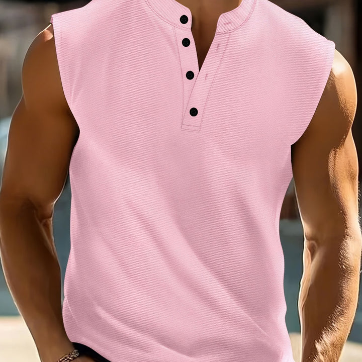 Koen | Mouwloos Shirt met Knoopsluiting