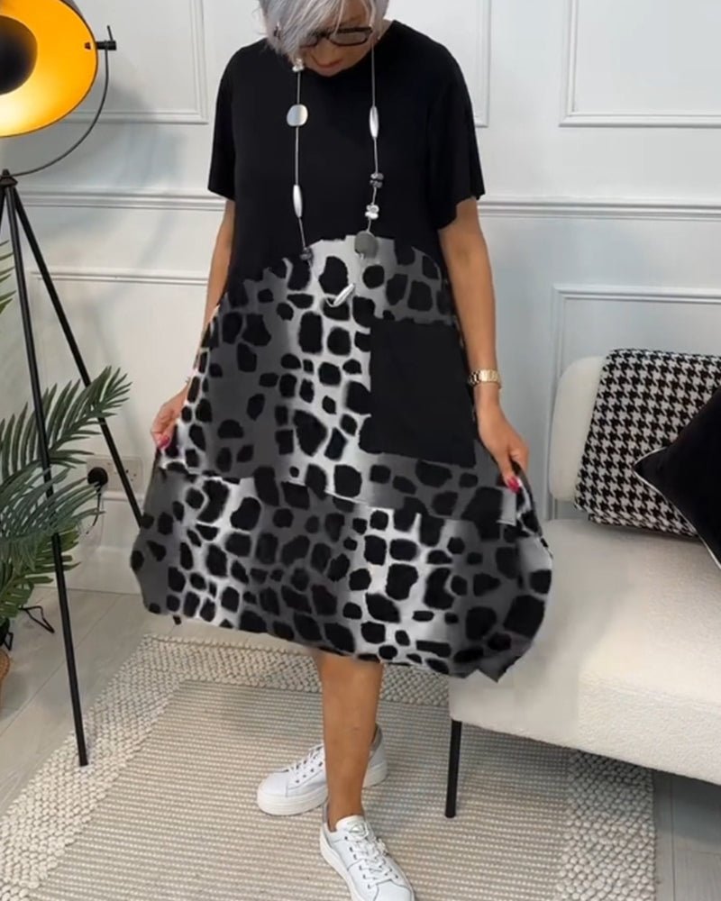 Jacqueline | Comfortabele artistieke jurk met halflange mouwen