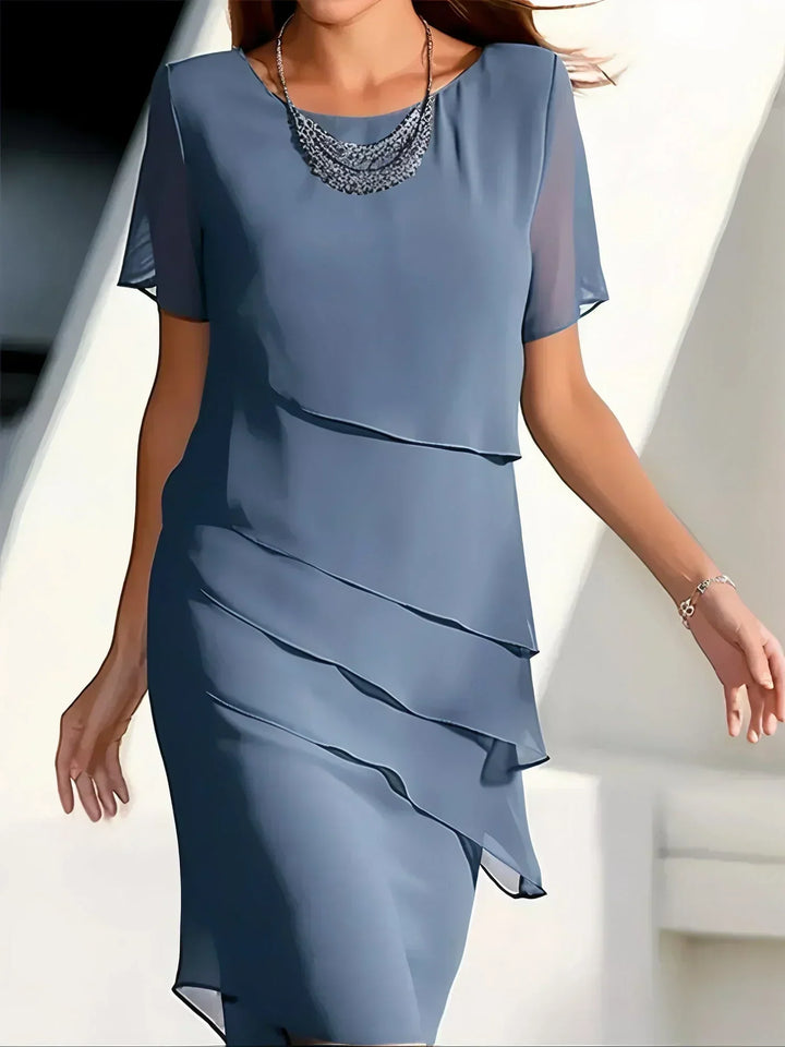 Alexa | Elegante Zwierige Jurk met Korte Mouwen