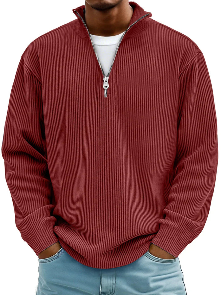 Lars | Halfzip Trui met Structuur