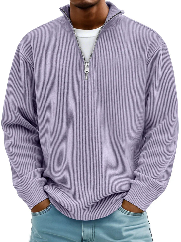 Lars | Halfzip Trui met Structuur