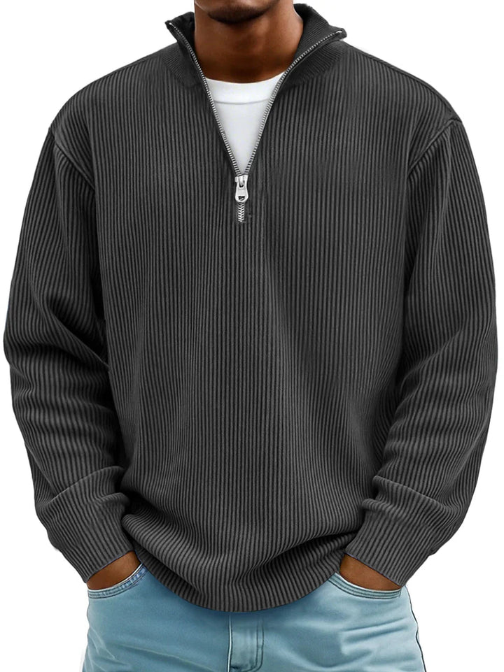 Lars | Halfzip Trui met Structuur