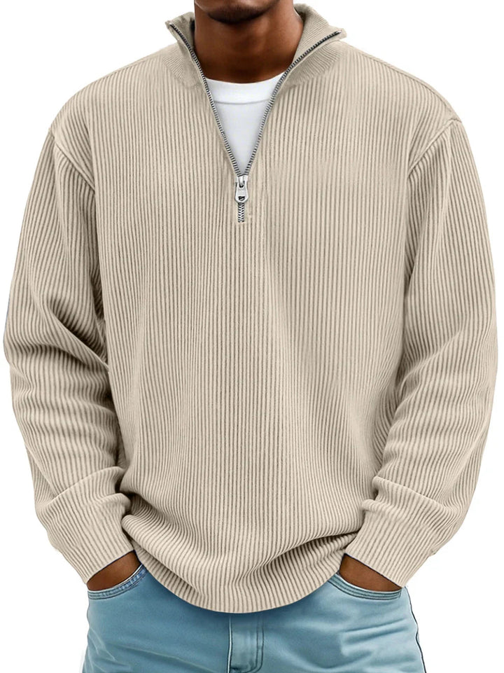 Lars | Halfzip Trui met Structuur