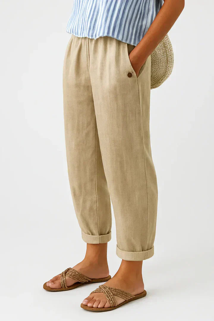 Margaret | Wijde Zomerbroek met Elastische Tailleband