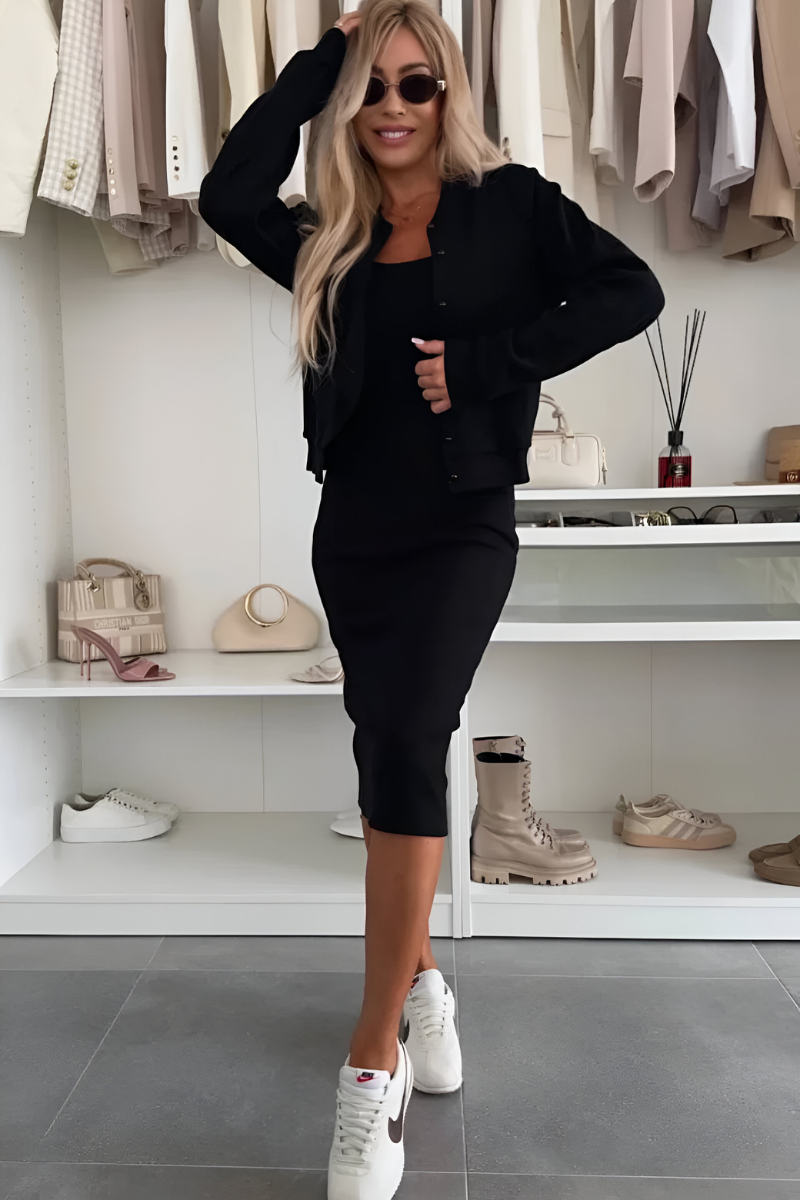 Reina | Stijlvolle Midi Jurk met Vest Set