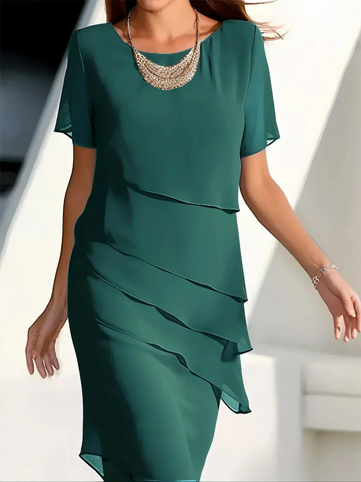 Alexa | Elegante Zwierige Jurk met Korte Mouwen