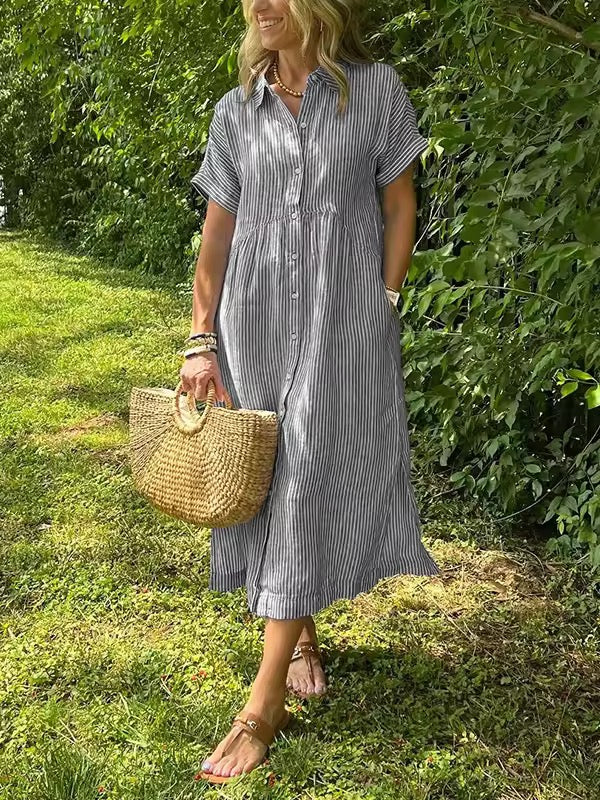 Angela | Elegante Katoenen Maxi Jurk