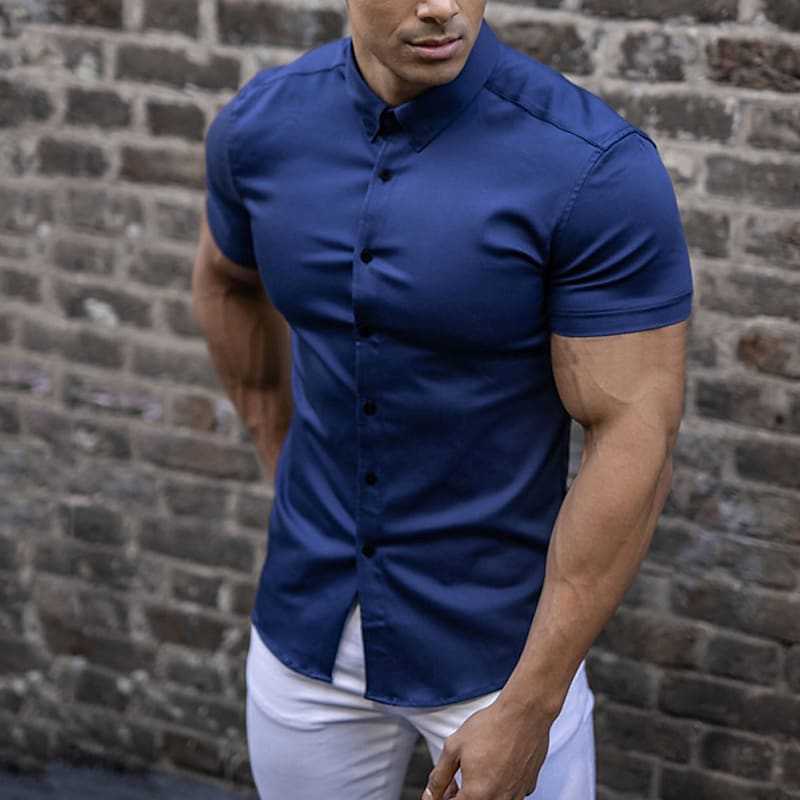 Matthijs | Slim Fit Overhemd met Korte Mouw