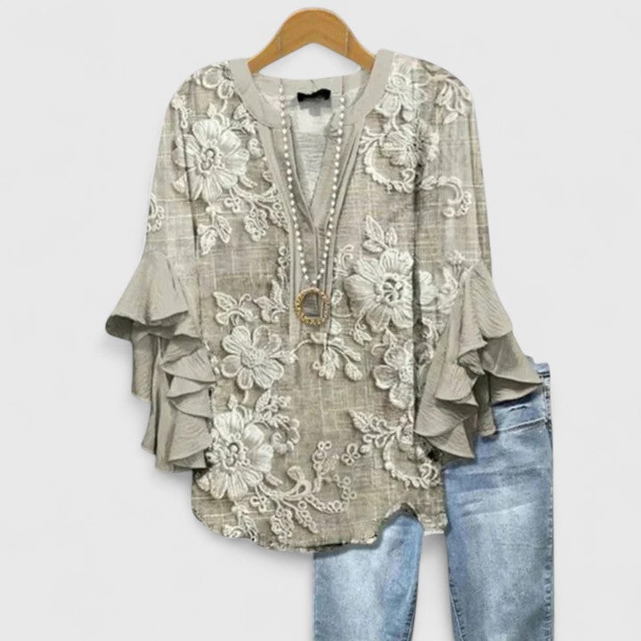 Marlies | Sierlijke Blouse met Volantmouwen