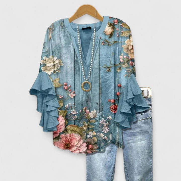 Marlies | Sierlijke Blouse met Volantmouwen