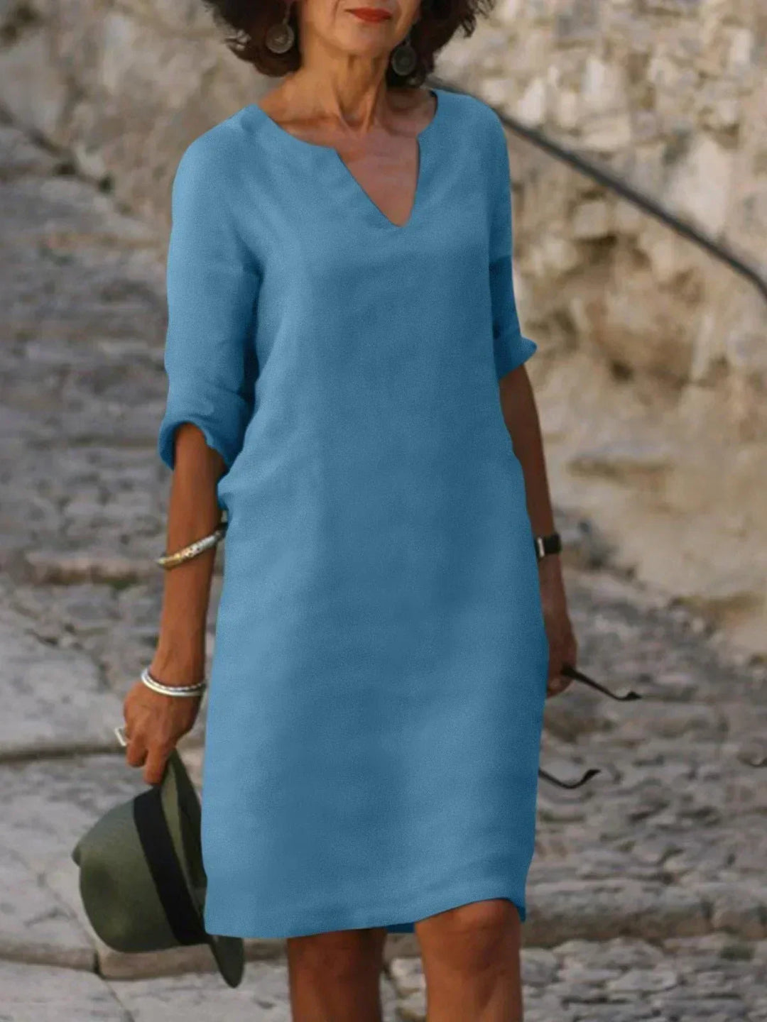 Monique | Elegante soepel vallende jurk met V-hals