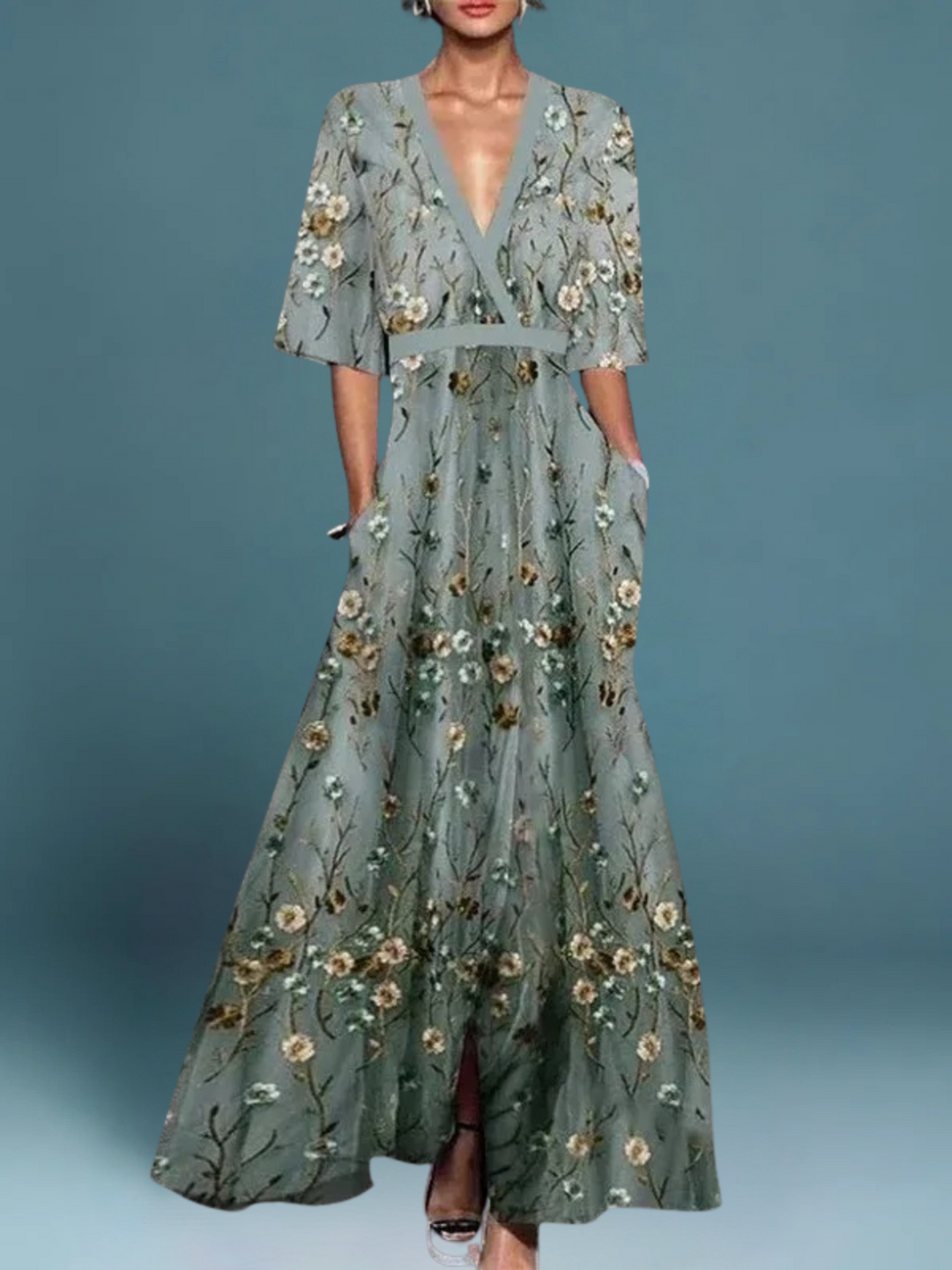 Aletta | Elegante maxi-jurk met bloemmotief