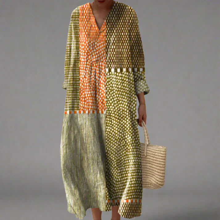 Phaedra | Artistieke Midi Jurk met V-Hals