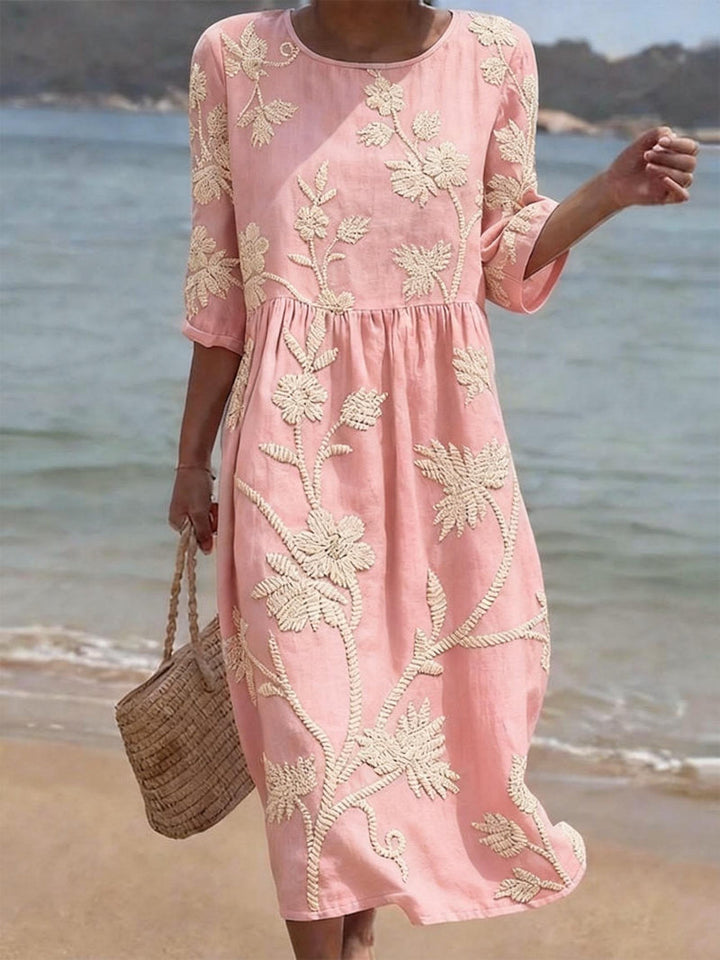 Rachel | Florale Jurk met Halflange Mouwen
