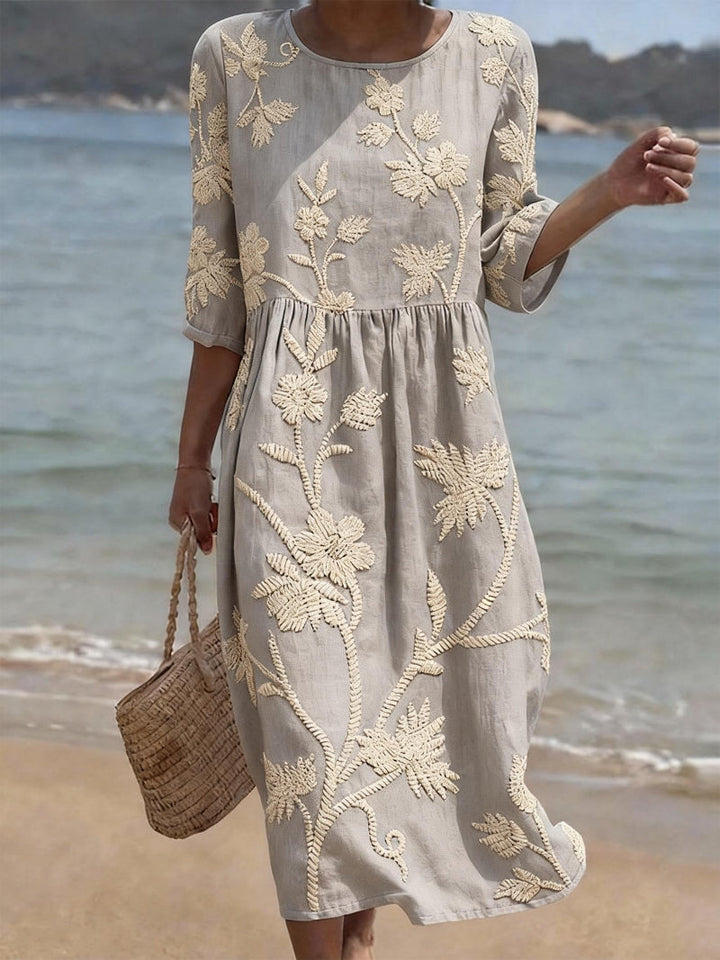 Rachel | Florale Jurk met Halflange Mouwen
