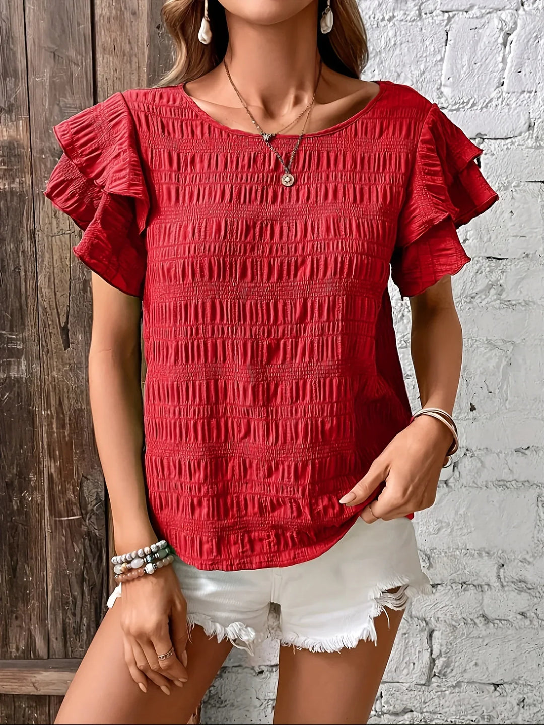 Mariska | Luchtige Blouse met Speelse Ruches