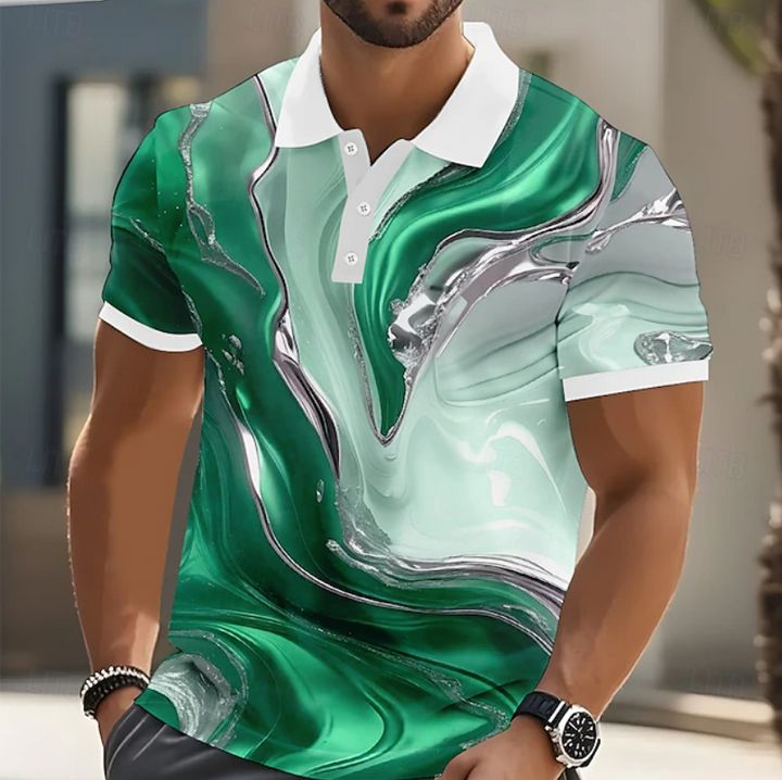 Benjamin | Casual Polo met Abstracte Print