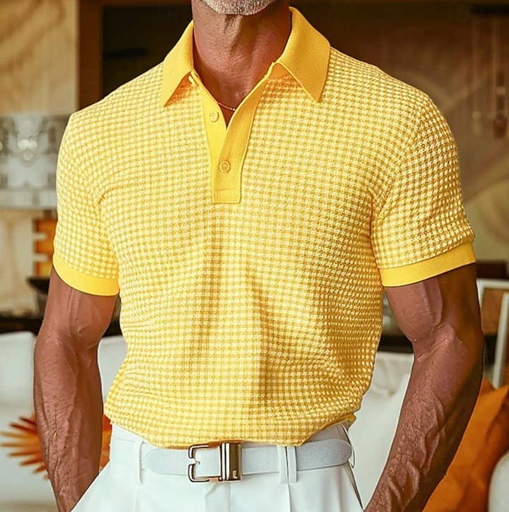 Menno | Slim Fit Poloshirt met Subtiel Ruitpatroon