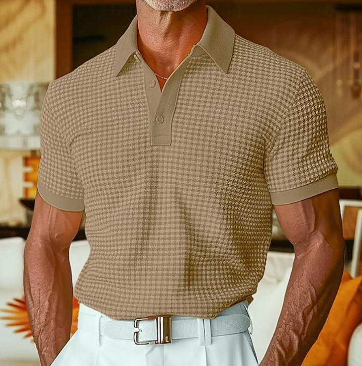 Menno | Slim Fit Poloshirt met Subtiel Ruitpatroon