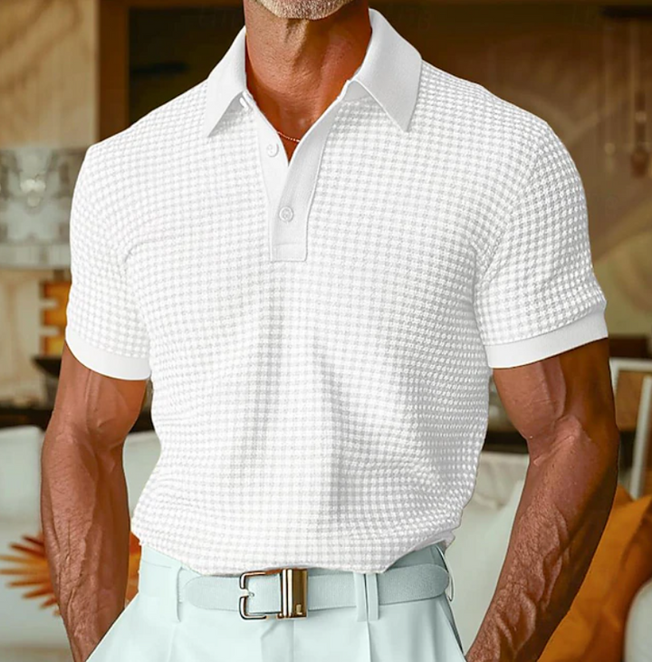 Menno | Slim Fit Poloshirt met Subtiel Ruitpatroon