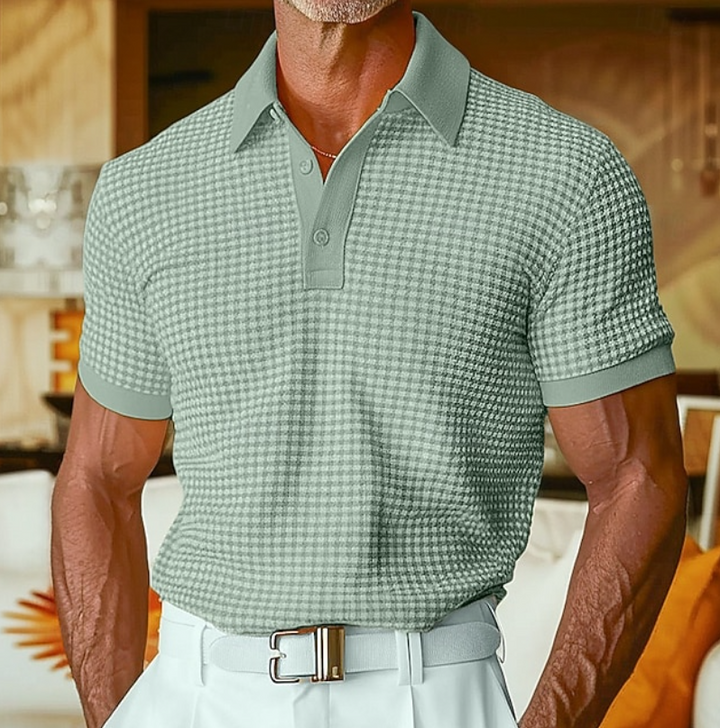 Menno | Slim Fit Poloshirt met Subtiel Ruitpatroon