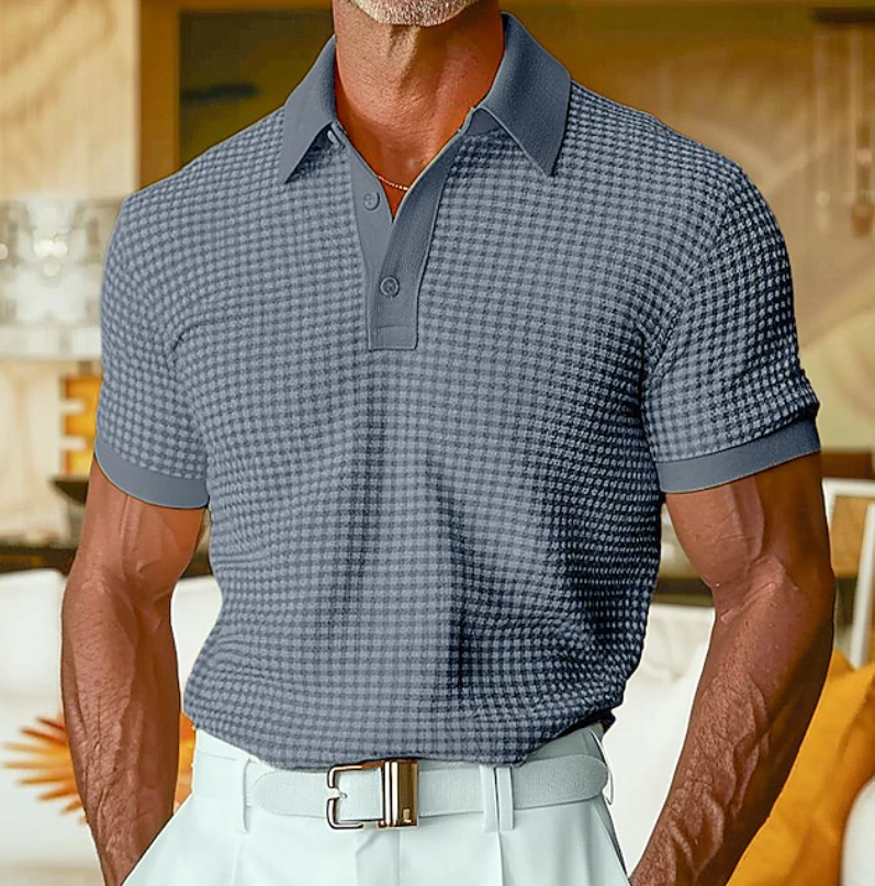 Menno | Slim Fit Poloshirt met Subtiel Ruitpatroon