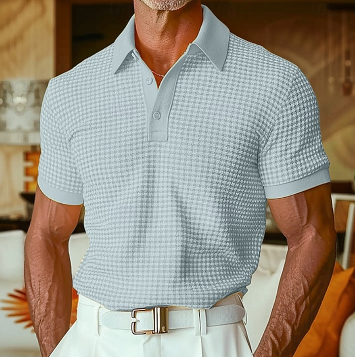 Menno | Slim Fit Poloshirt met Subtiel Ruitpatroon