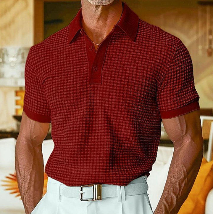 Menno | Slim Fit Poloshirt met Subtiel Ruitpatroon