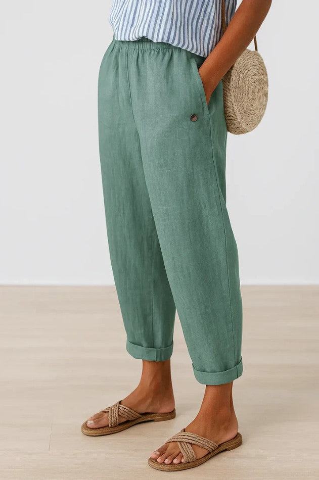 Margaret | Wijde Zomerbroek met Elastische Tailleband