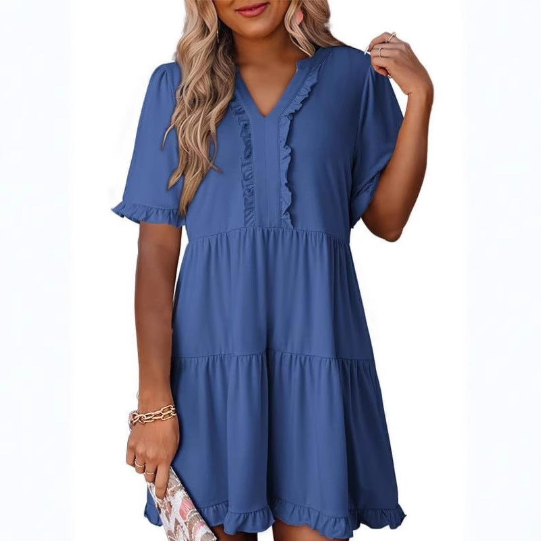 Shiela | Casual Mini Jurk met V-Hals