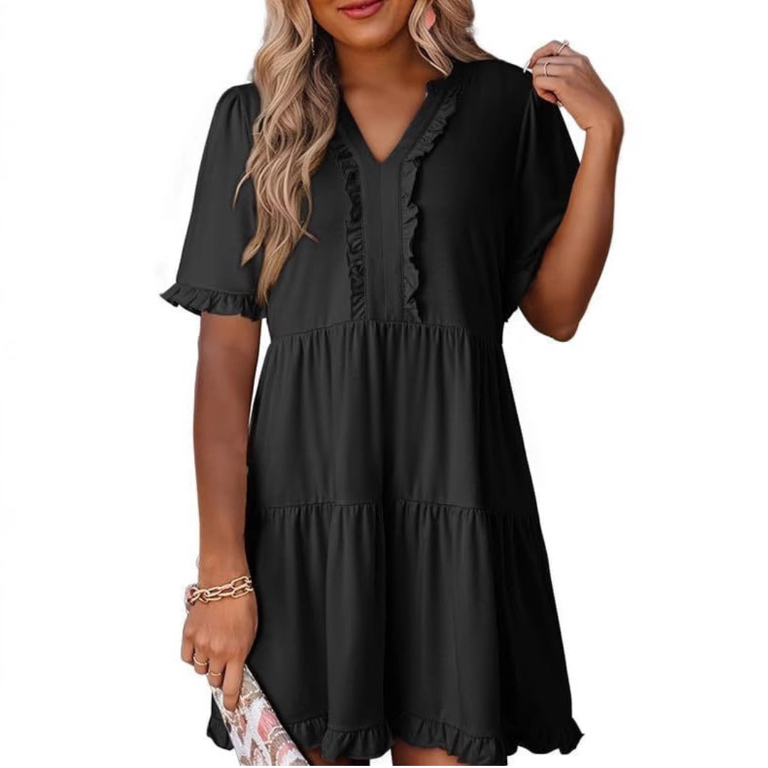 Shiela | Casual Mini Jurk met V-Hals